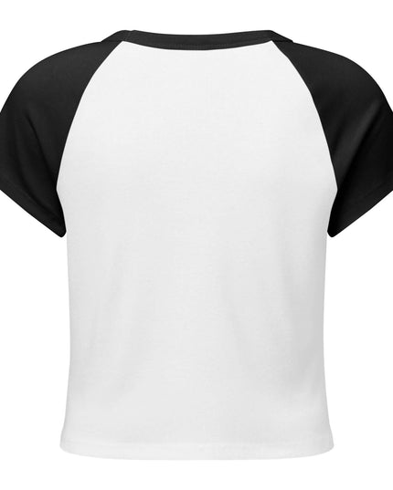 Maison Grozavu Obsidian Tee Fit White/Black — rear view showing the raglan sleeve seam and fitted back panel