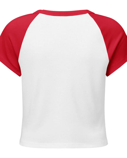 Maison Grozavu Obsidian Tee Fit White/Red — rear view of the Red colourway showing the contrast raglan seam