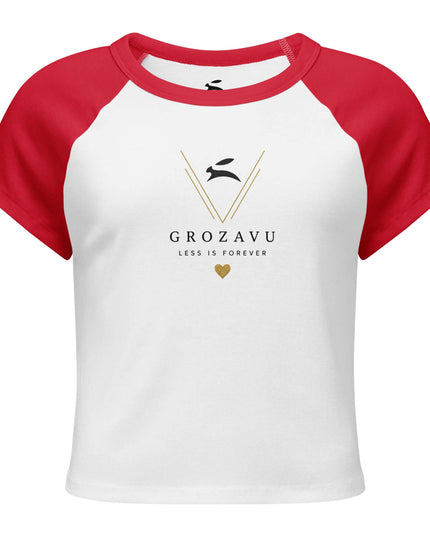 Maison Grozavu Obsidian Tee Fit in White/Red — front view of the Red colourway showing contrast raglan sleeve detail
