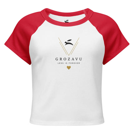 Maison Grozavu Obsidian Tee Fit in White/Red — front view of the Red colourway showing contrast raglan sleeve detail