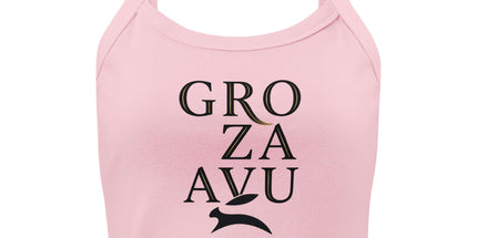 Maison Grozavu Eclipse Tank Standard in Solid Pink — front view showing the micro-rib texture and thick shoulder straps