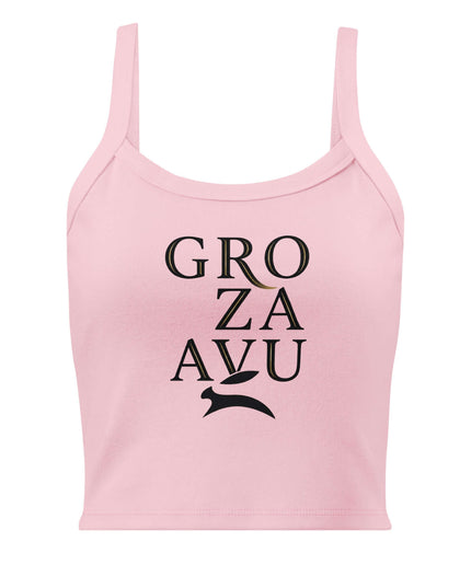 Maison Grozavu Eclipse Tank Standard in Solid Pink — front view showing the micro-rib texture and thick shoulder straps