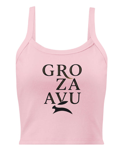 Maison Grozavu Eclipse Tank Standard in Solid Pink — front view showing the micro-rib texture and thick shoulder straps