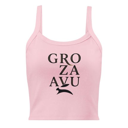 Maison Grozavu Eclipse Tank Standard in Solid Pink — front view showing the micro-rib texture and thick shoulder straps