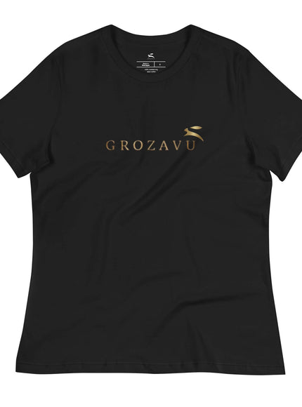 Black relaxed t-shirt with Grozavu logo