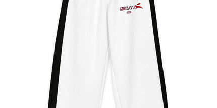 Grozavu wide-leg pants in 300 g/m2 cotton stretch, adjustable waist
