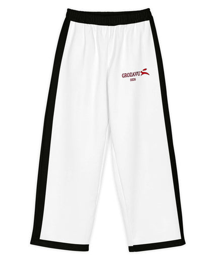 Grozavu wide-leg pants in 300 g/m2 cotton stretch, adjustable waist