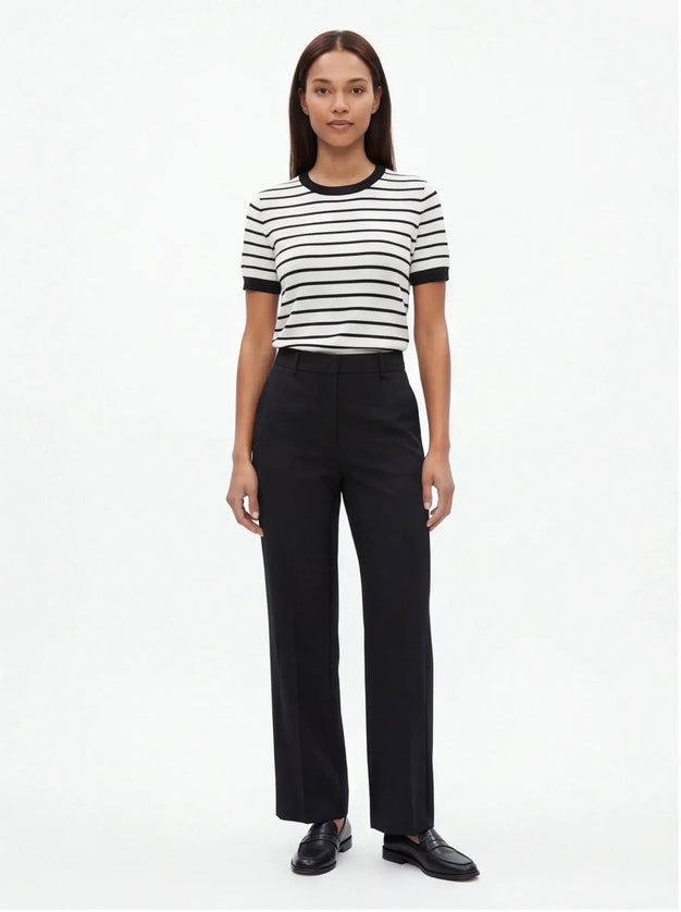 Maison Grozavu Ivory Tee Weave in signature tone — front view showing the subtle drape of the fabric