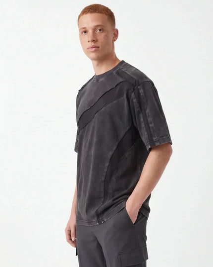 Front view of the Maison Grozavu Ivory Tee Structure in shirt — showing the refined stitching.
