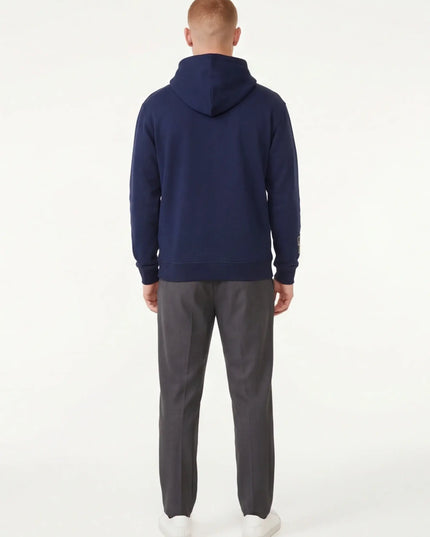 Maison Grozavu Ash Hoodie Drape in signature tone — front view showing the reinforced stitching on the hem