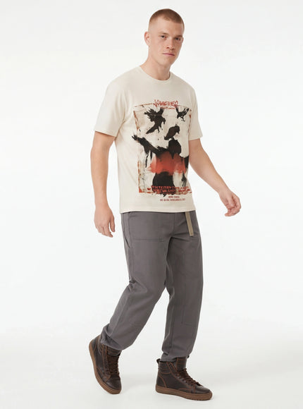 Back view of White crow graphic short sleeve by Grozavu