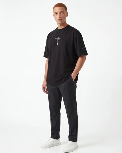 Front view of the Maison Grozavu Sophisticated Stone Tee in tee — showing the clean lines.