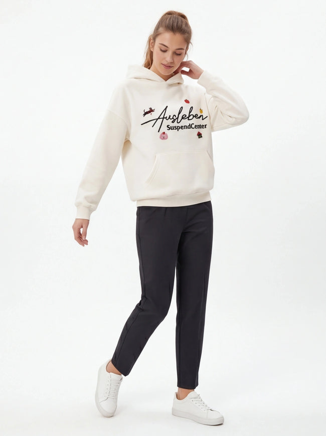 Essential Fit Embroidered Cat Hooded Sweatshirt