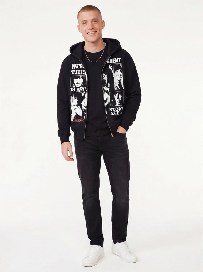 Sudadera con Capucha y Estampado de Retrato de Banda