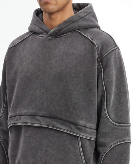 Maison Grozavu Sophisticated Quartz Hoodie in signature tone — front view showing the structured collar construction