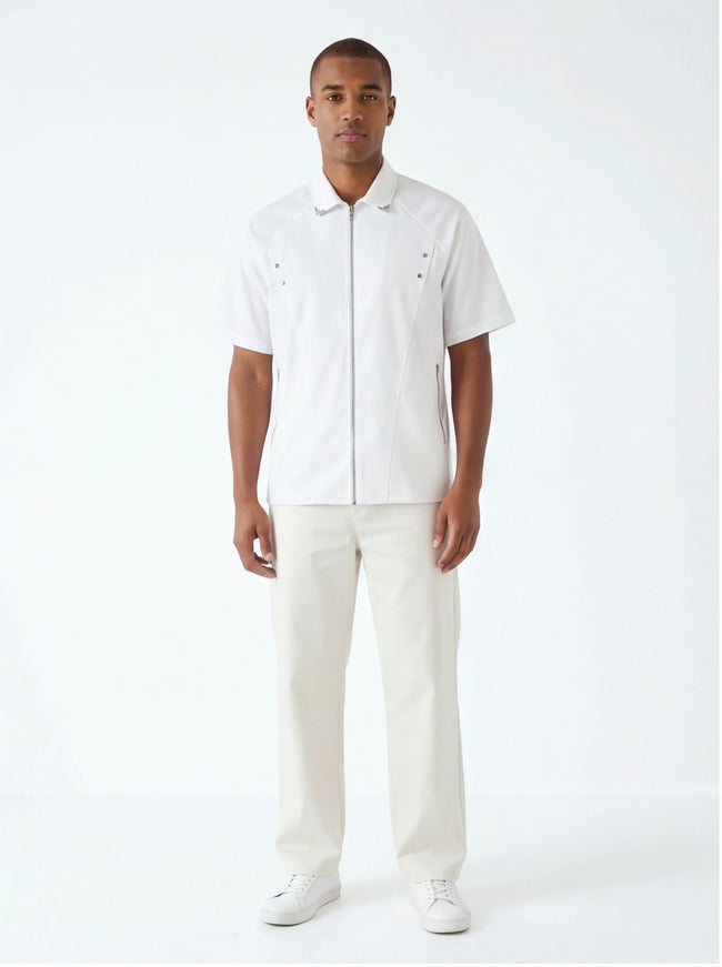 Blouse courte unique avec fermeture éclair à coupe parfaite