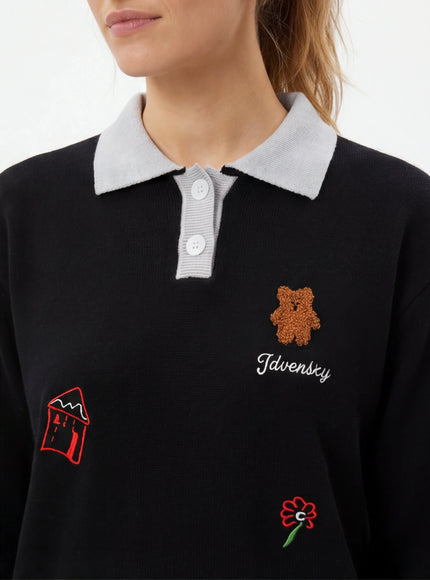 Pulover cu guler polo, tricotat japonez, fit esențial