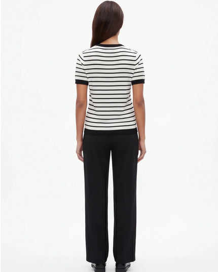 Maison Grozavu Ivory Tee Weave in signature tone — front view showing the precise sleeve cut