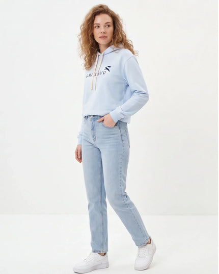 Front view of the Maison Grozavu Monochrome Crewneck Drape in sweatshirt — showing the clean lines.