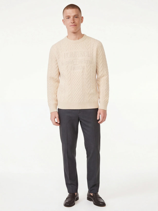 Essential Fit Letter Embellished Round Neck Sweater